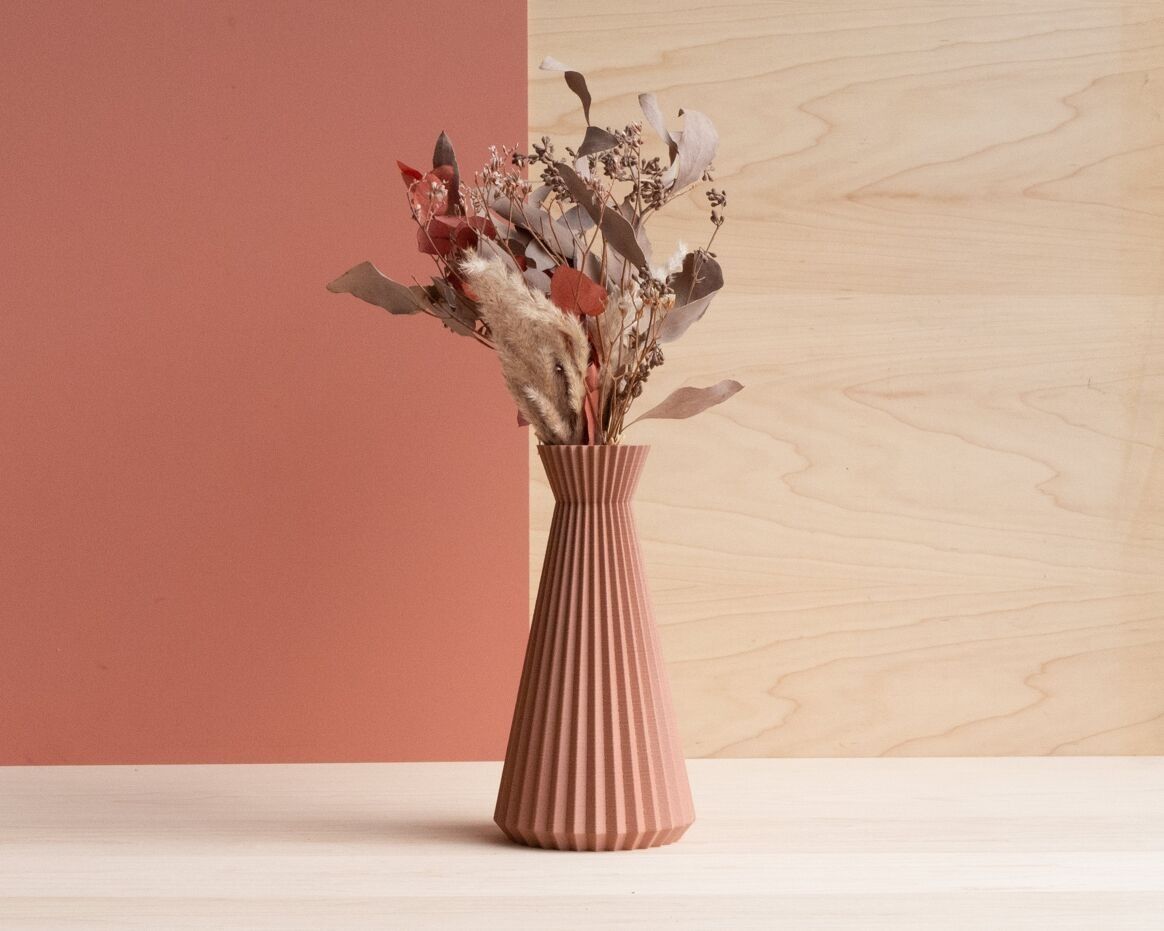 Vase en bois recyclé ishi terracotta - minimum design