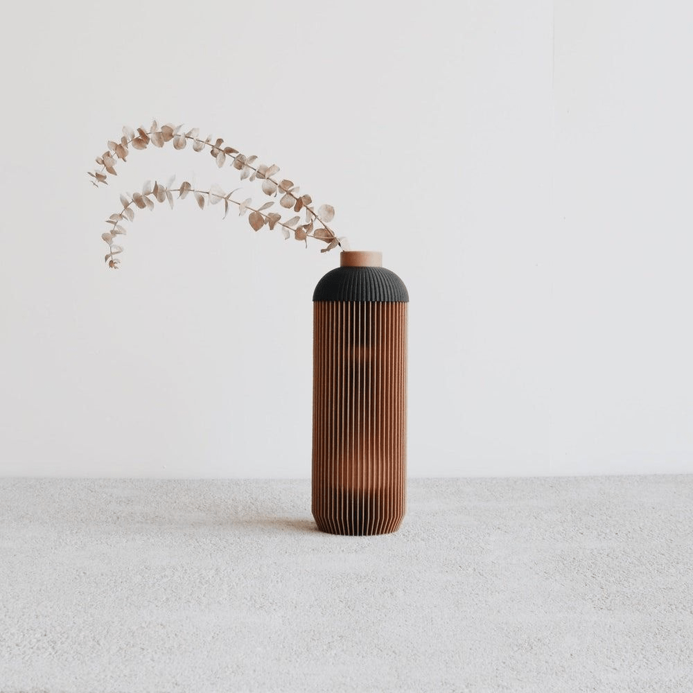 Vase design en bois recyclé onde naturel - minimum design