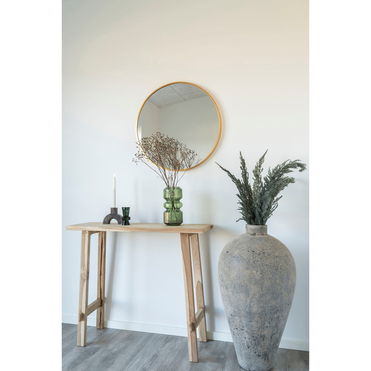 Vase vert en verre strié