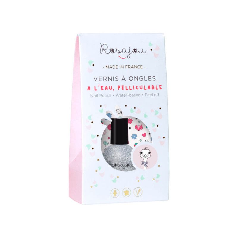 Vernis enfant à l'eau pailleté argenté - rosajou